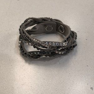 Gray crystal wrap bracelet